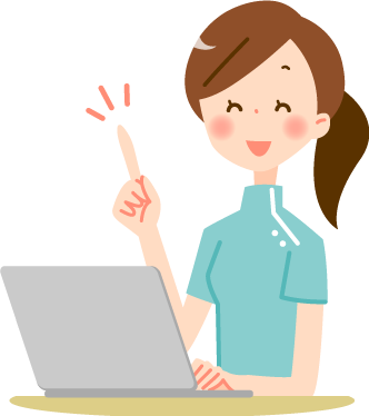 パソコンに向かう女性のイラスト